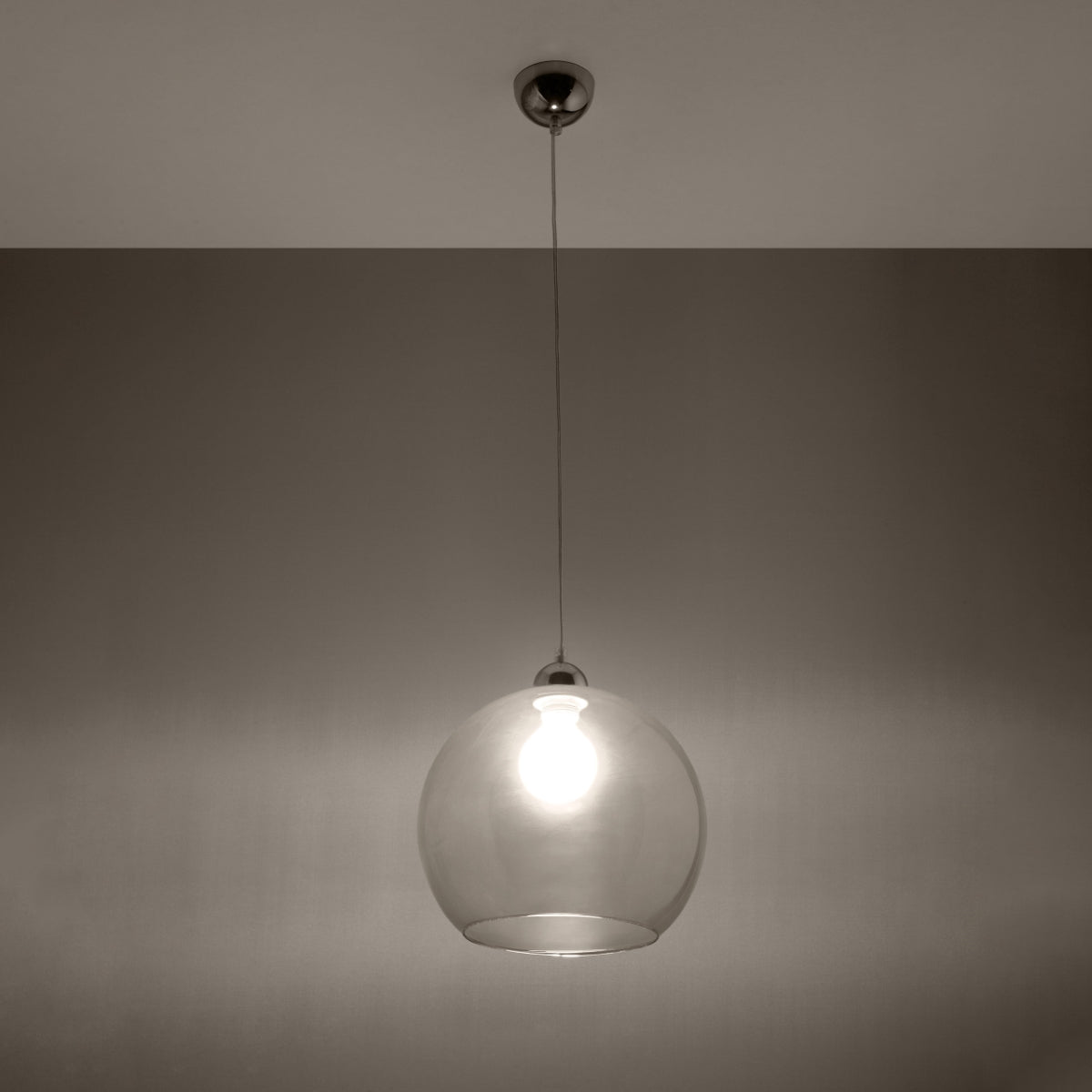 BALL - Pendelleuchte, transparente Glaskugel
