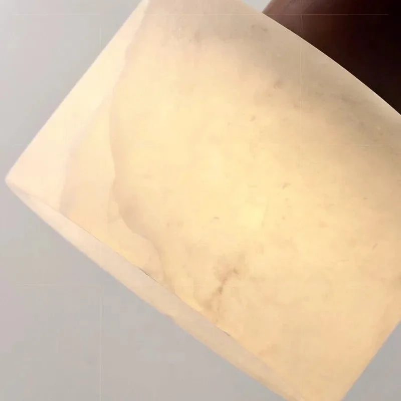 Marmor - Pendelleuchte E27 aus weißem Jade-Stein mit LED