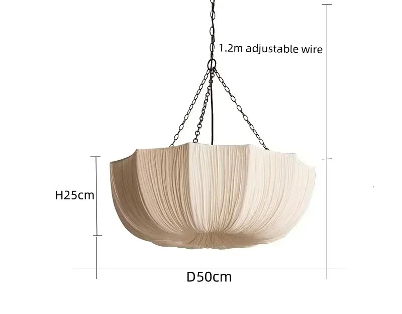 Lucero - Wabi-Sabi Stoff-Pendelleuchte in Beige mit 3 LEDs