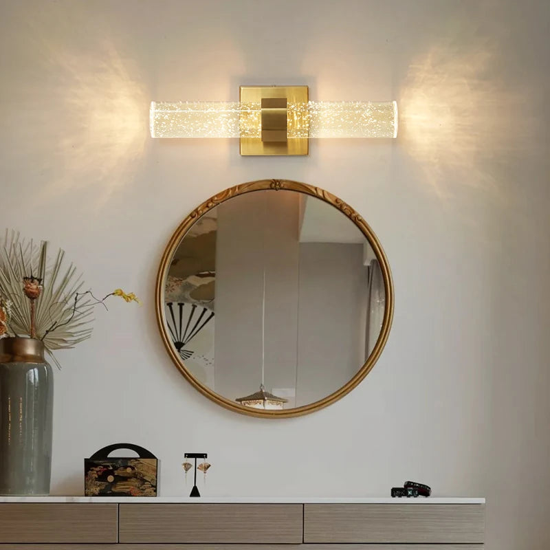 Wallix - Goldene LED-Wandleuchte mit Kristallblasen