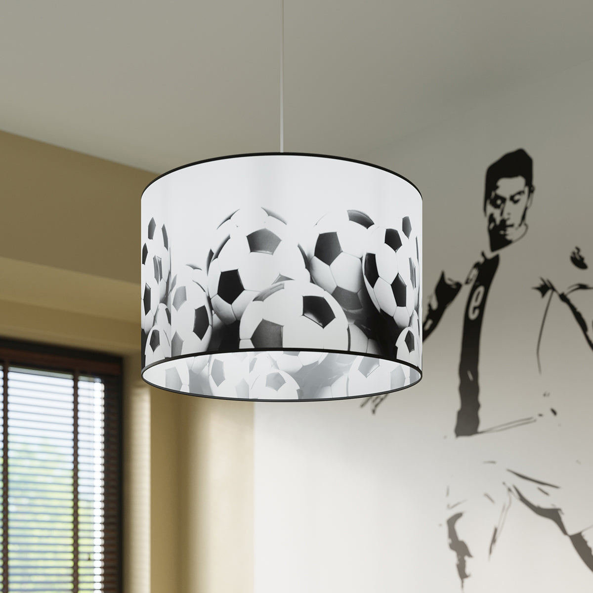 Zenita - Kinderzimmer-Hängeleuchte im Fußball-Design