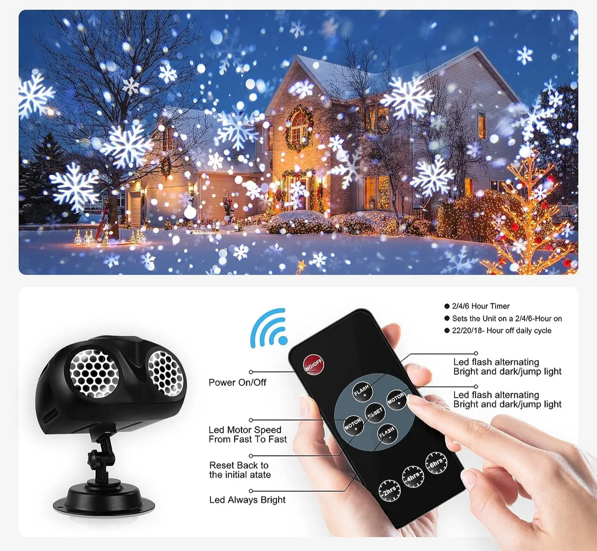 Snowbeam – LED-Projektor mit bewegenden Schneeflocken