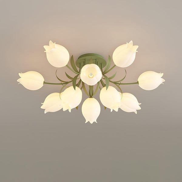 Lucero - Deckenleuchte mit Lilienblüten in Creme
