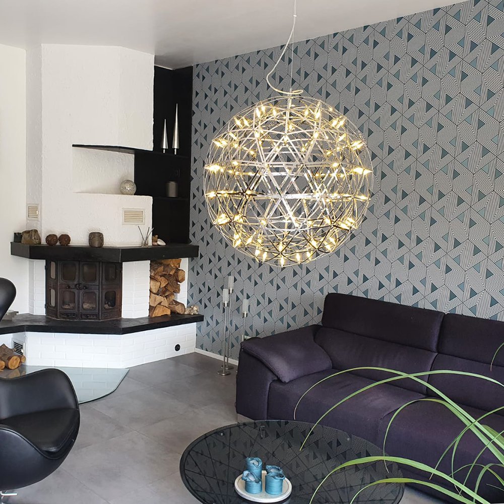 Orbita - LED-Metallkugel-Pendelleuchte Ø 70 cm Chrom