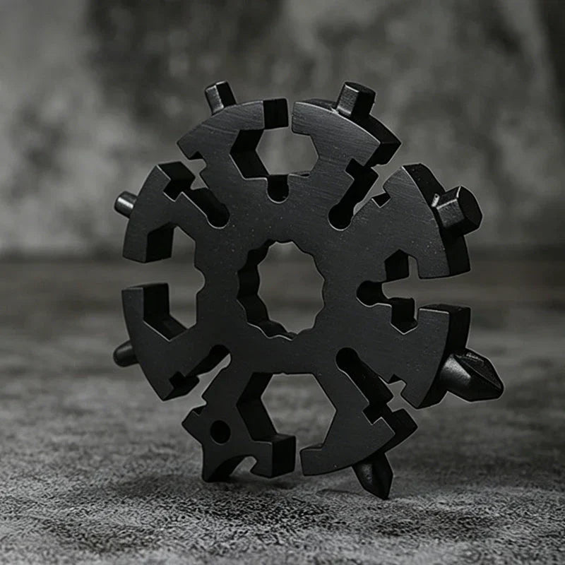 FrostWrench - 18-in-1 Schneeflocken-Multitool-Schlüssel mit Sechskant- und Achteckfunktionen