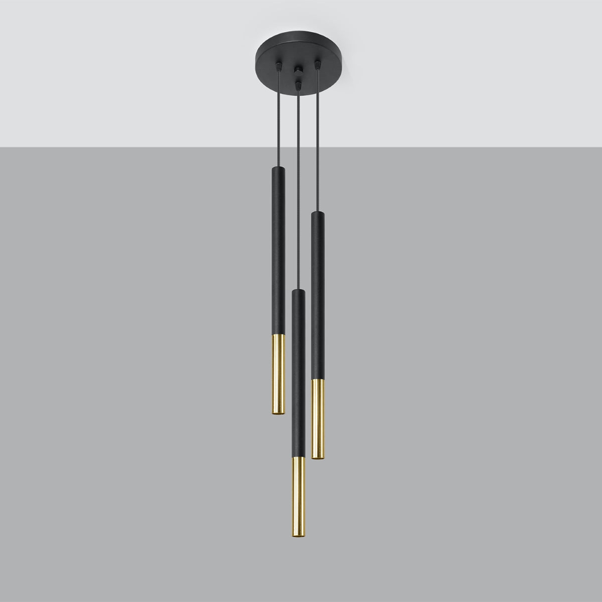 Celira - 3-flammige Pendelleuchte, Schwarz/Gold