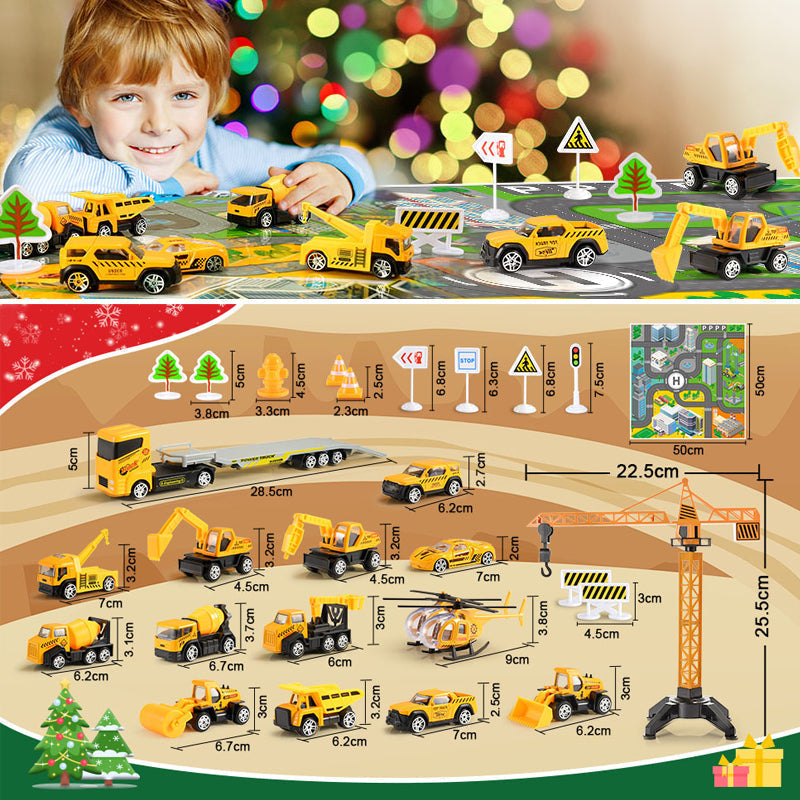BuildQuest - Bau-Adventskalender mit Spielzeugfahrzeugen und Zubehör