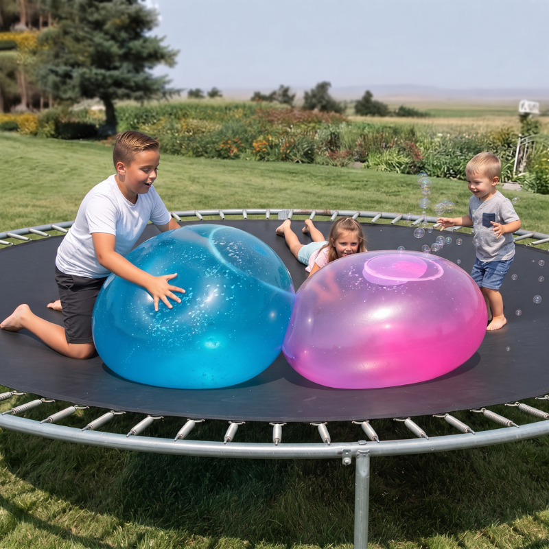 BubbleBounce - Aufblasbarer Bubble-Ball mit Selbstverschluss und Wiederverwendbarem Design