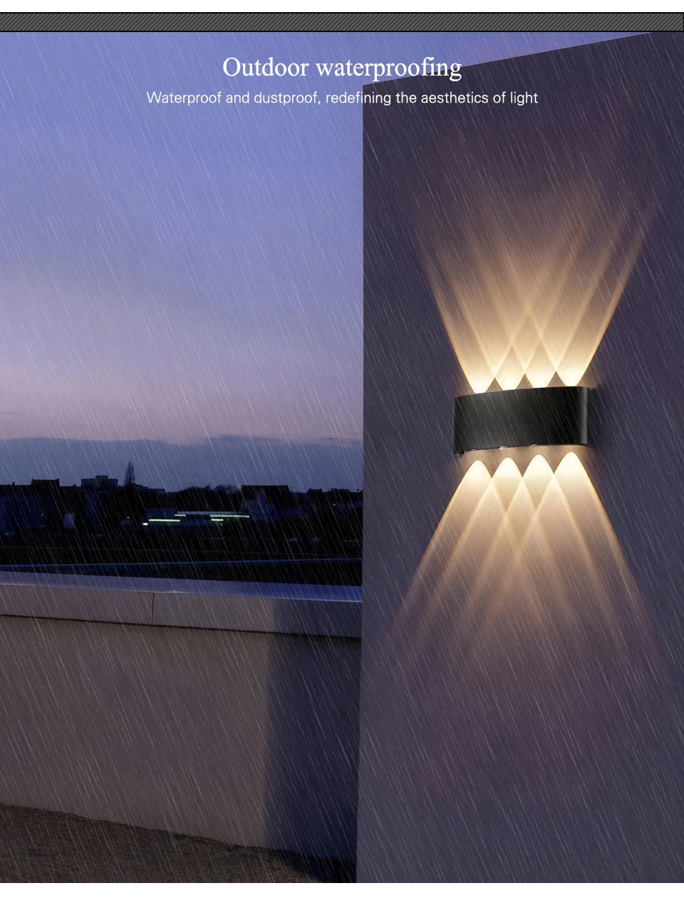 AURAGLOW - UpDown LED Wandleuchte wasserdicht IP, 90–260V