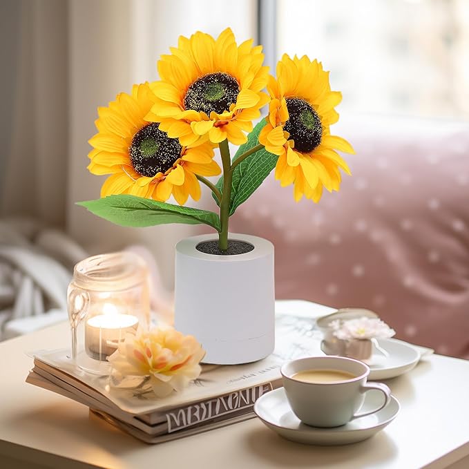 Sonnenblumenförmige - LED-Tischleuchte mit warmem Licht