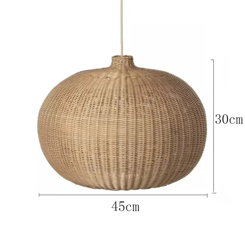 Handgeflochtene - Rattan-Pendelleuchte in Boho-Beige