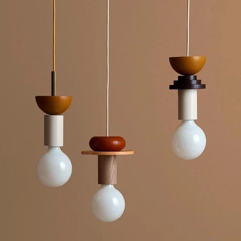 Vortex - LED-Hängeleuchte aus Holz, E27-Fassung im