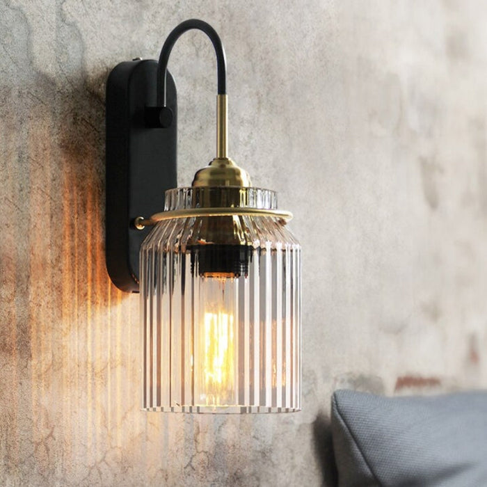 Murano - Vintage-Wandleuchte mit geriffeltem Glasschirm