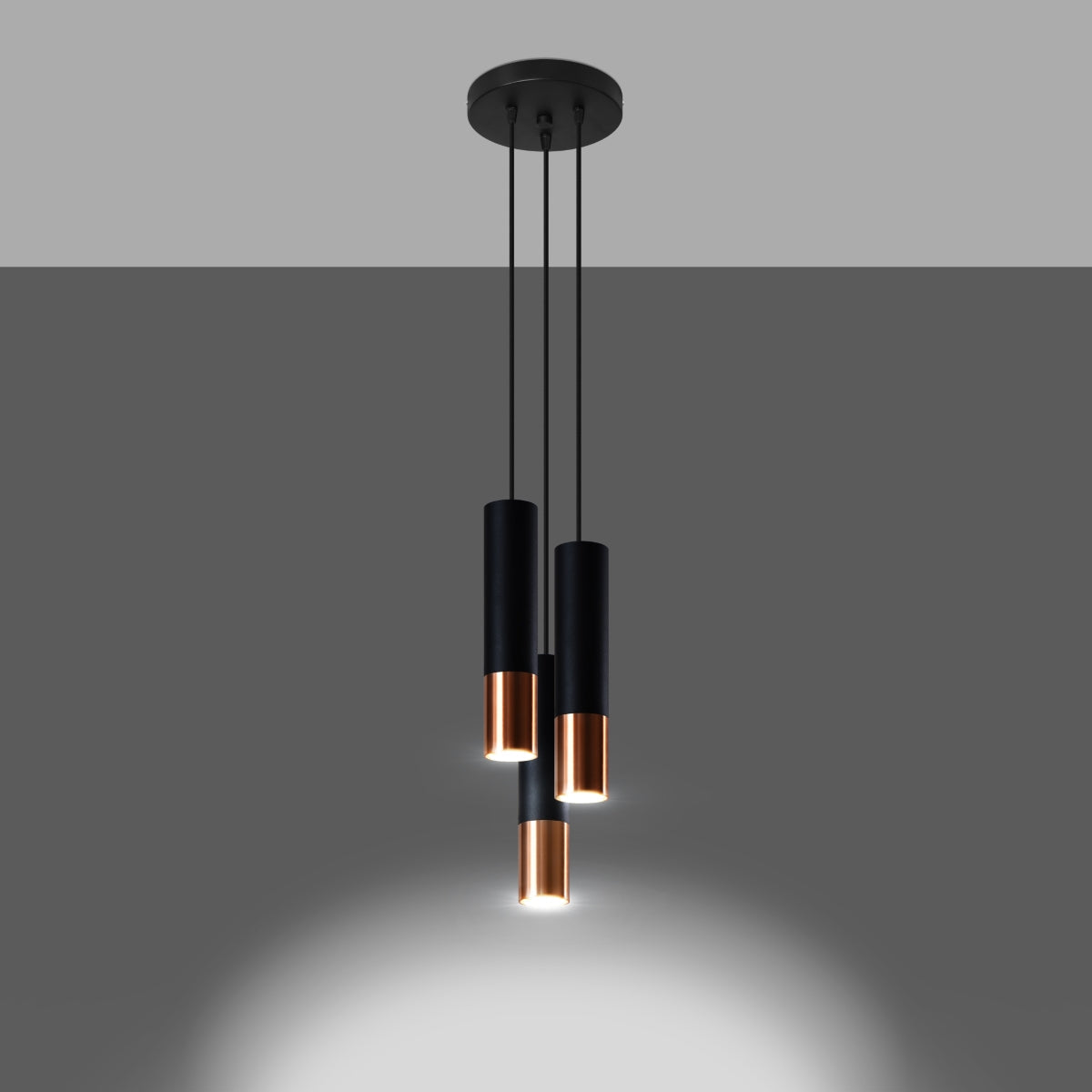 LOOPEZ - 3P Pendelleuchte, schwarz/kupfer, 3-flammig GU10