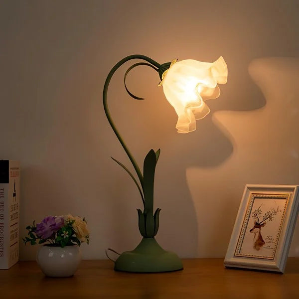Quelix - Vintage-Tischleuchte mit Blumenmuster, verstellbar