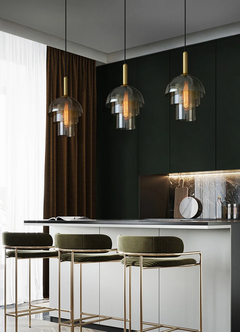 Lucero - Vintage-Pendelleuchte aus Glas in Champagner