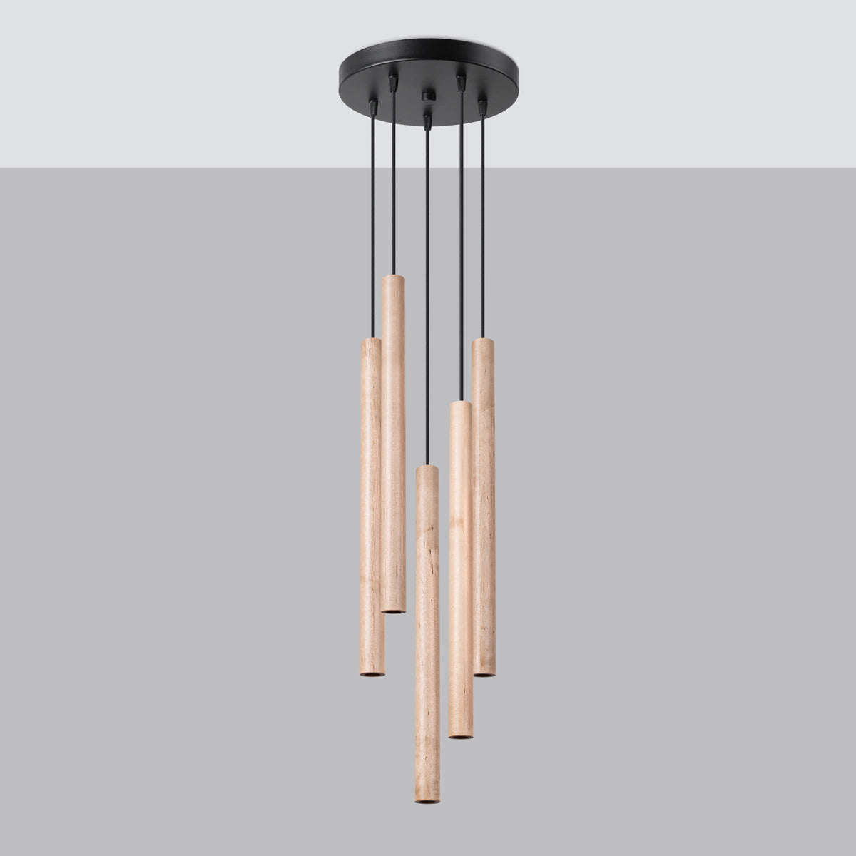 Nimbus - Pendelleuchte aus Holz mit 5 Leuchten