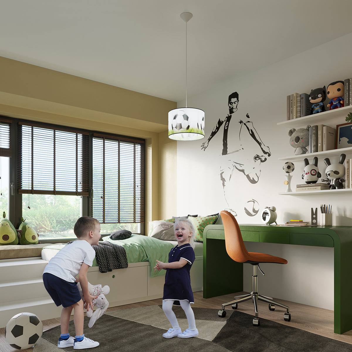 Polara - Kinderzimmer-Hängeleuchte im Fußball-Design