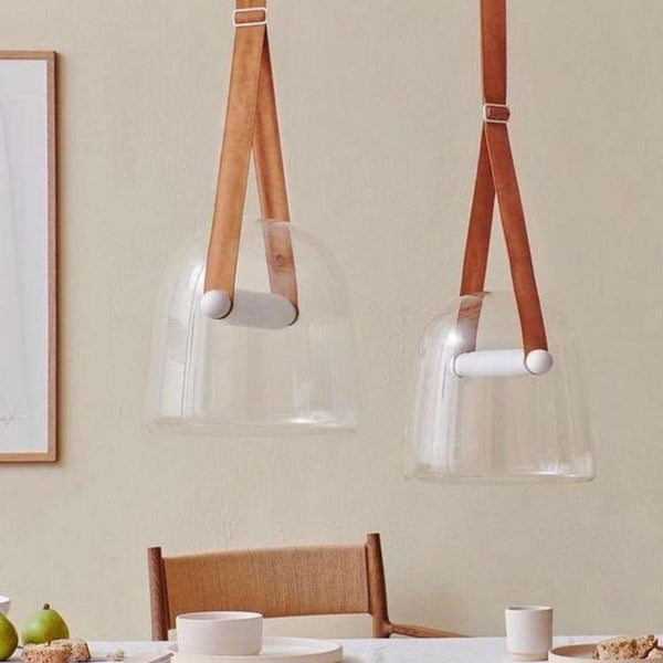 Claria - Elegante Pendelleuchte mit Glas und Tragegurt