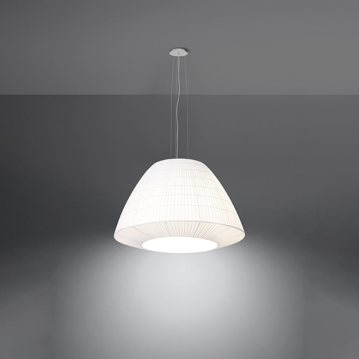 Polara - Kronleuchter weiß 60 cm mit handgefaltetem Schirm