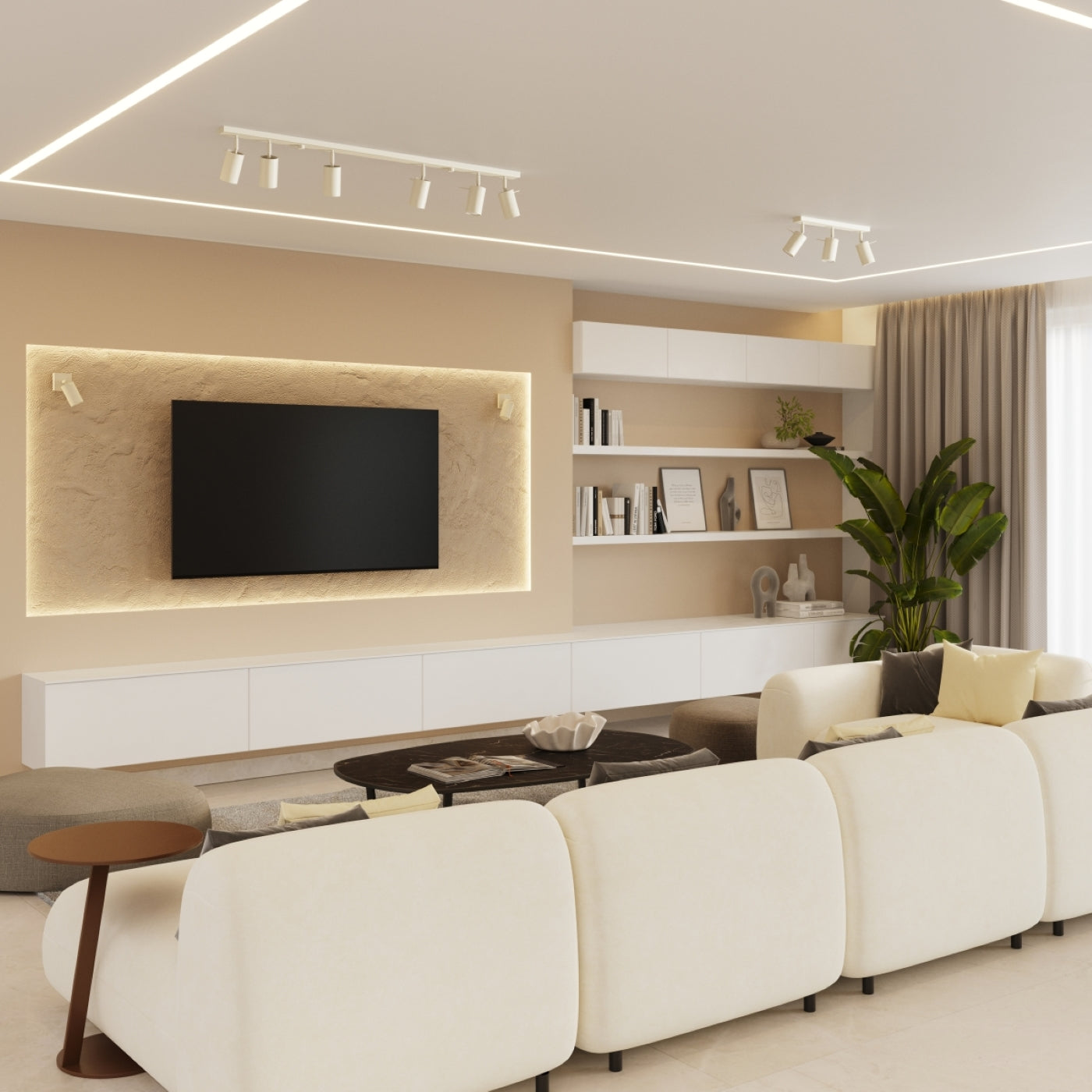 Sparka - Deckenleuchte 2-flammig Beige mit verstellbaren