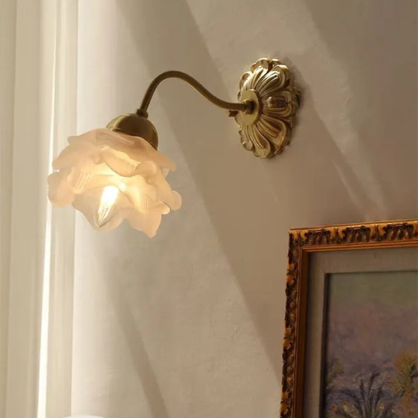 Wallix - Vintage-Wandleuchte aus Kupfer mit Glasblüte