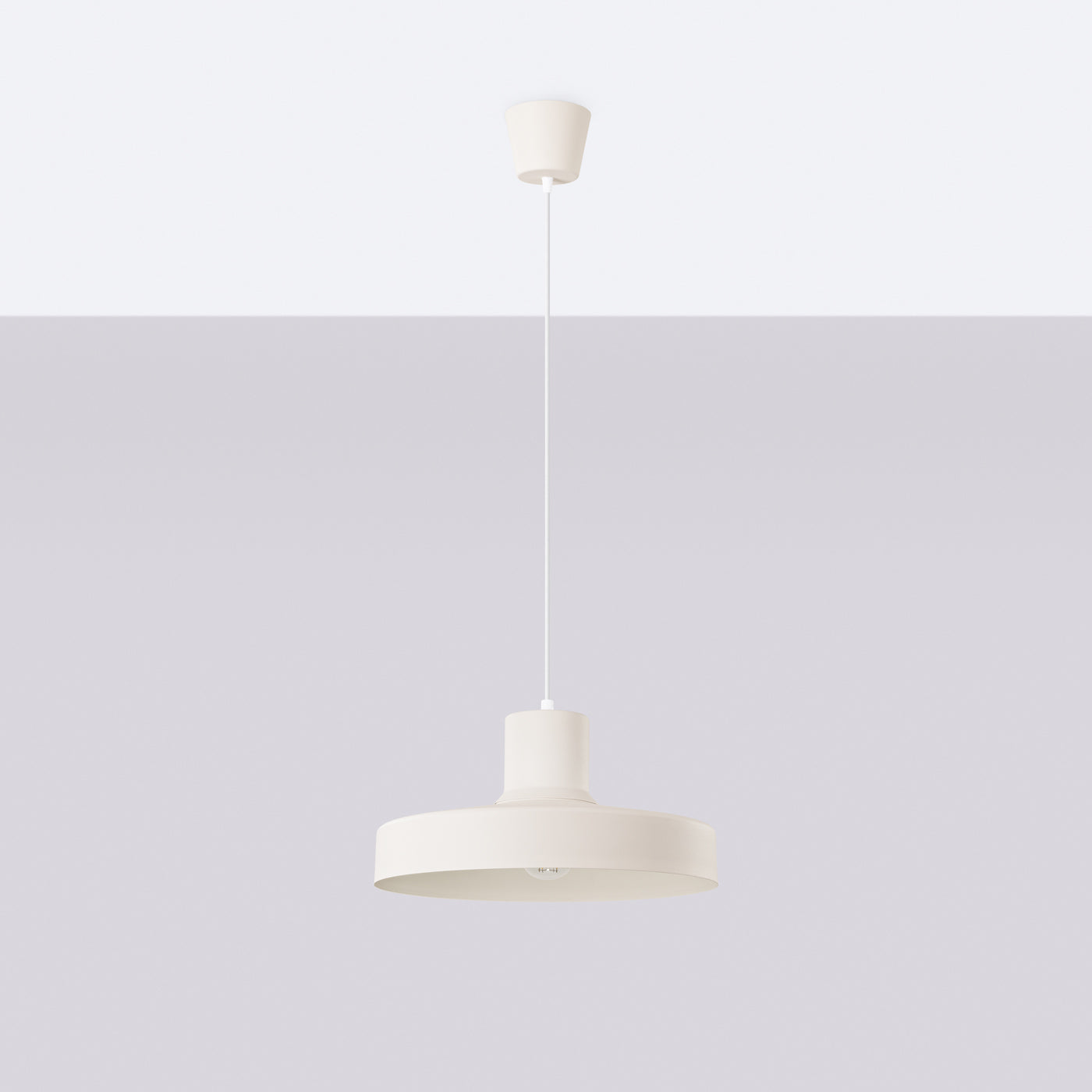 Celira - Beige Retro-Pendelleuchte mit rundem Schirm