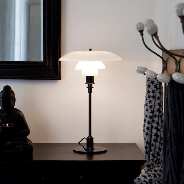 Mesalux - Design Tischlampe Metall & Opalglas
