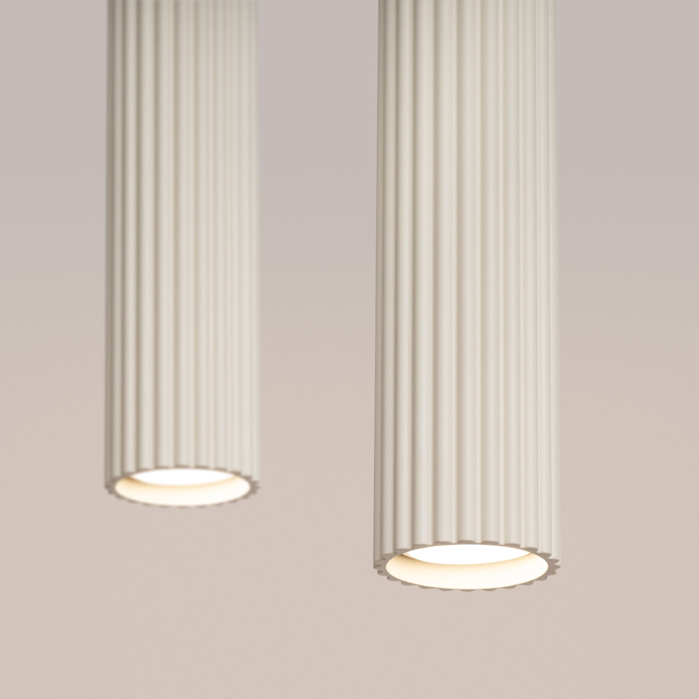 Zenita - Pendelleuchte, 2-flammig, beige, geripptes