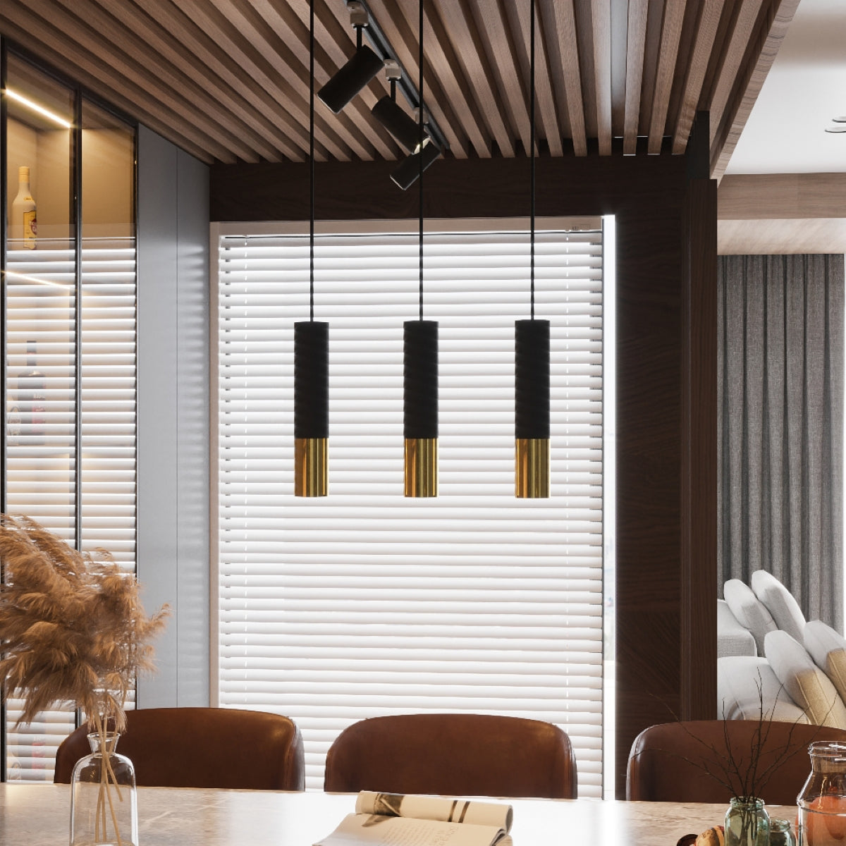 LOOPEZ - 1 Pendelleuchte, schwarz/gold