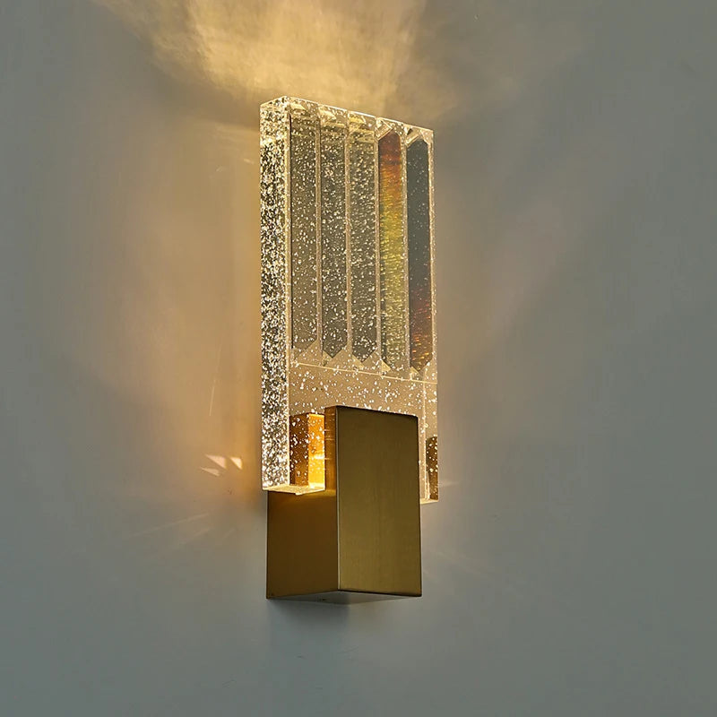Wallix - Goldene LED-Wandleuchte mit Kristallblasen