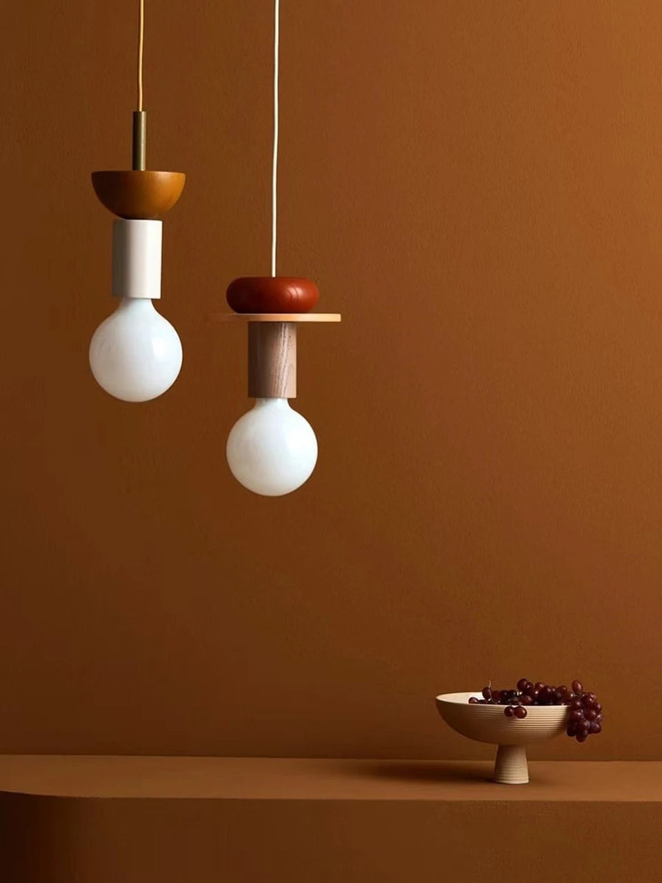 Vortex - LED-Hängeleuchte aus Holz, E27-Fassung im