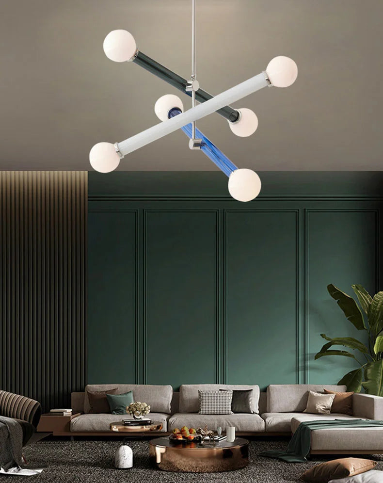 Farbenfroher - Art-Deco-Kronleuchter, Glas/Acryl
