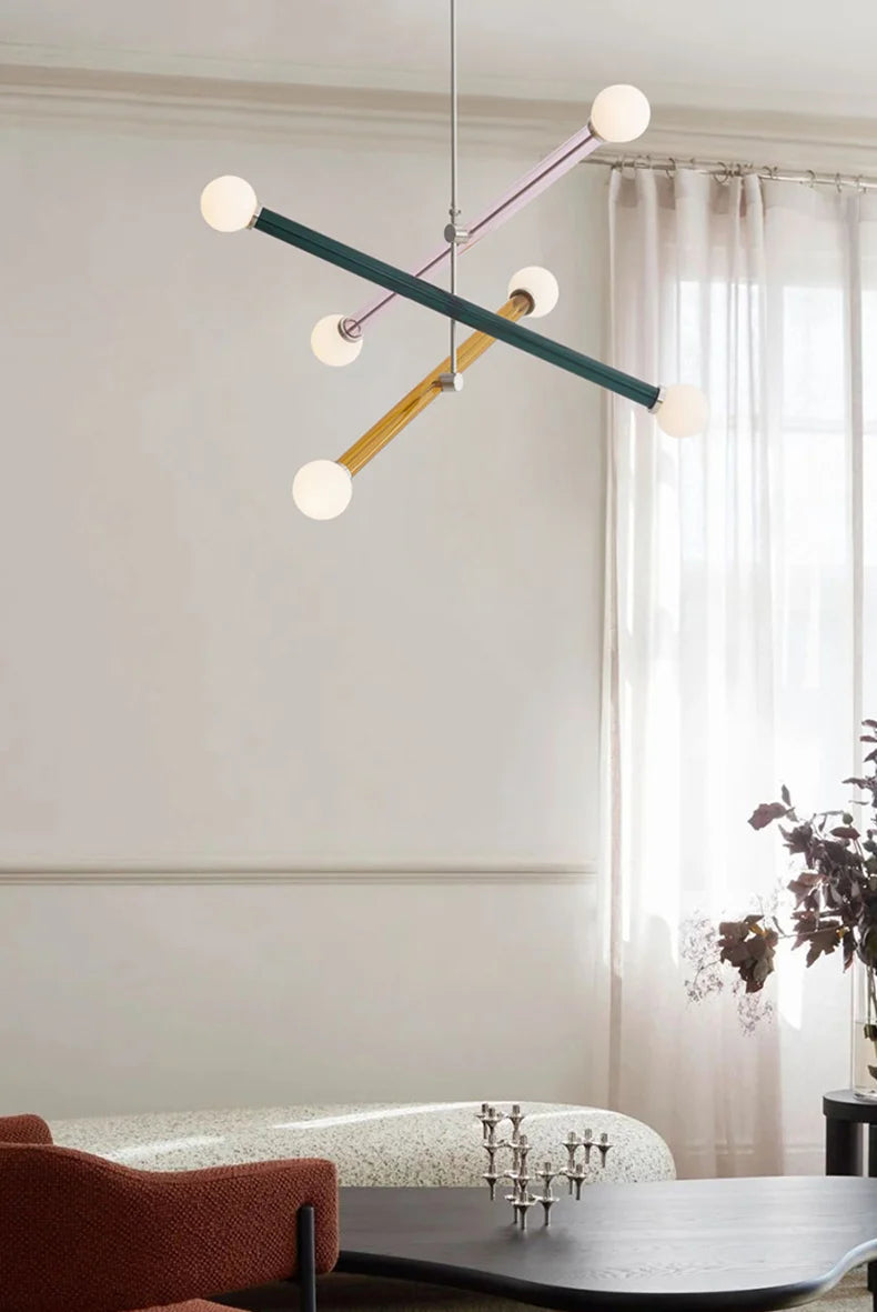 Farbenfroher - Art-Deco-Kronleuchter, Glas/Acryl