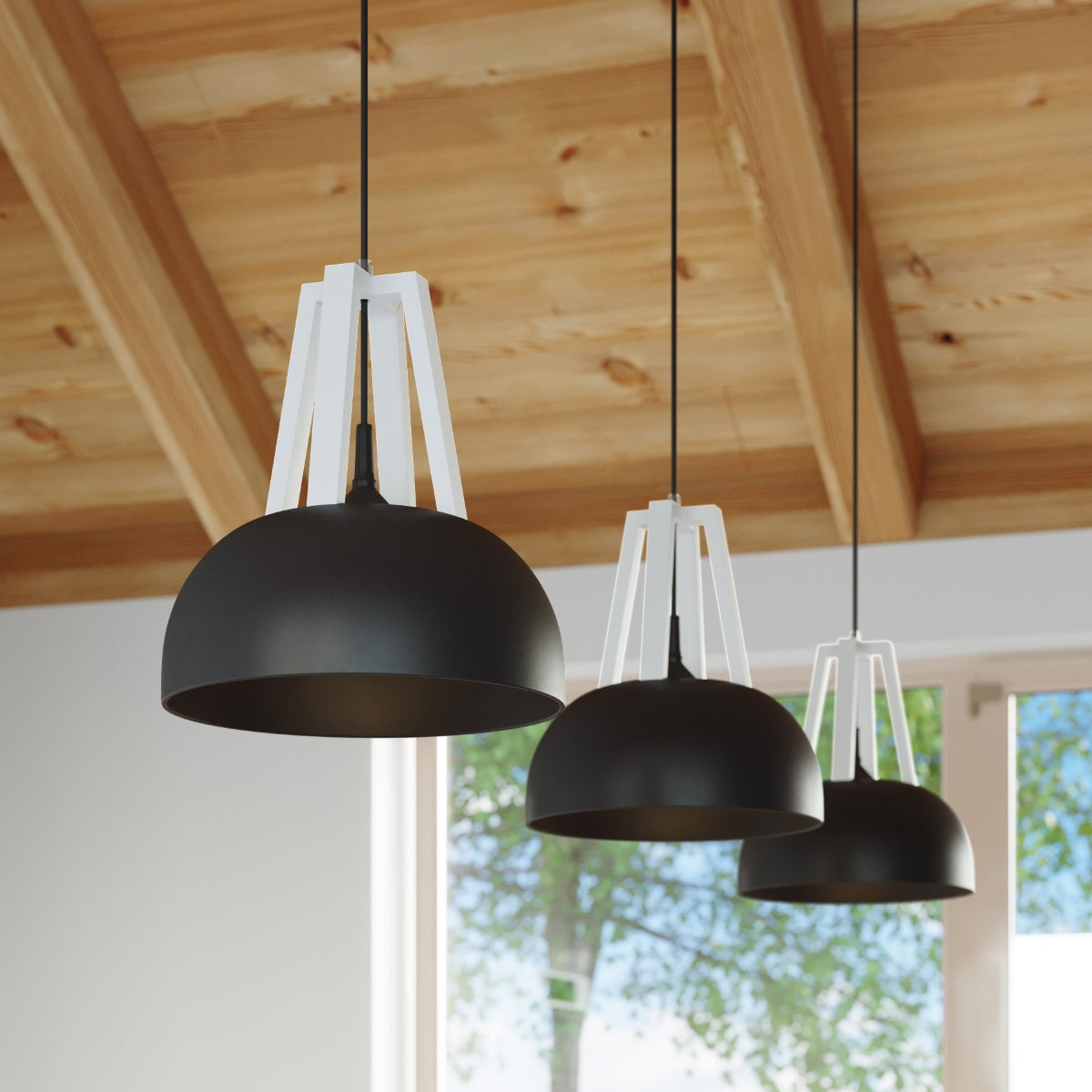 CASCO - Pendelleuchte, schwarz/weiß, 1-flammig, E27