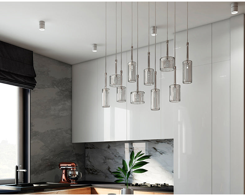 Italienische - Design-Pendelleuchte mit Glasschirmen