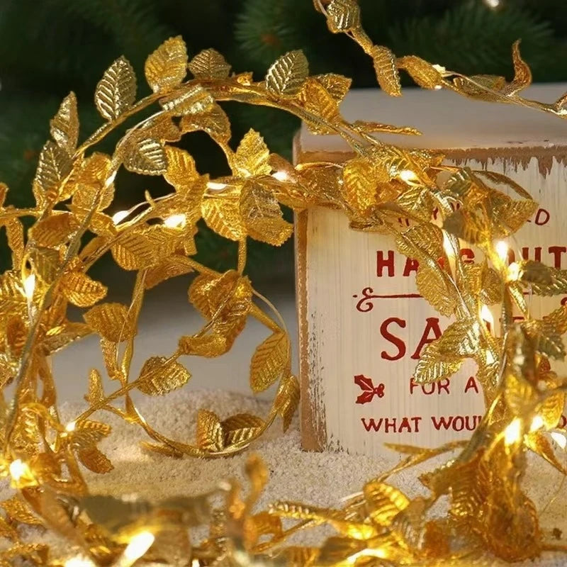 Twinkla - Goldene LED Blätter-Lichterkette batteriebetrieben