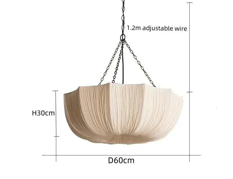 Lucero - Wabi-Sabi Stoff-Pendelleuchte in Beige mit 3 LEDs