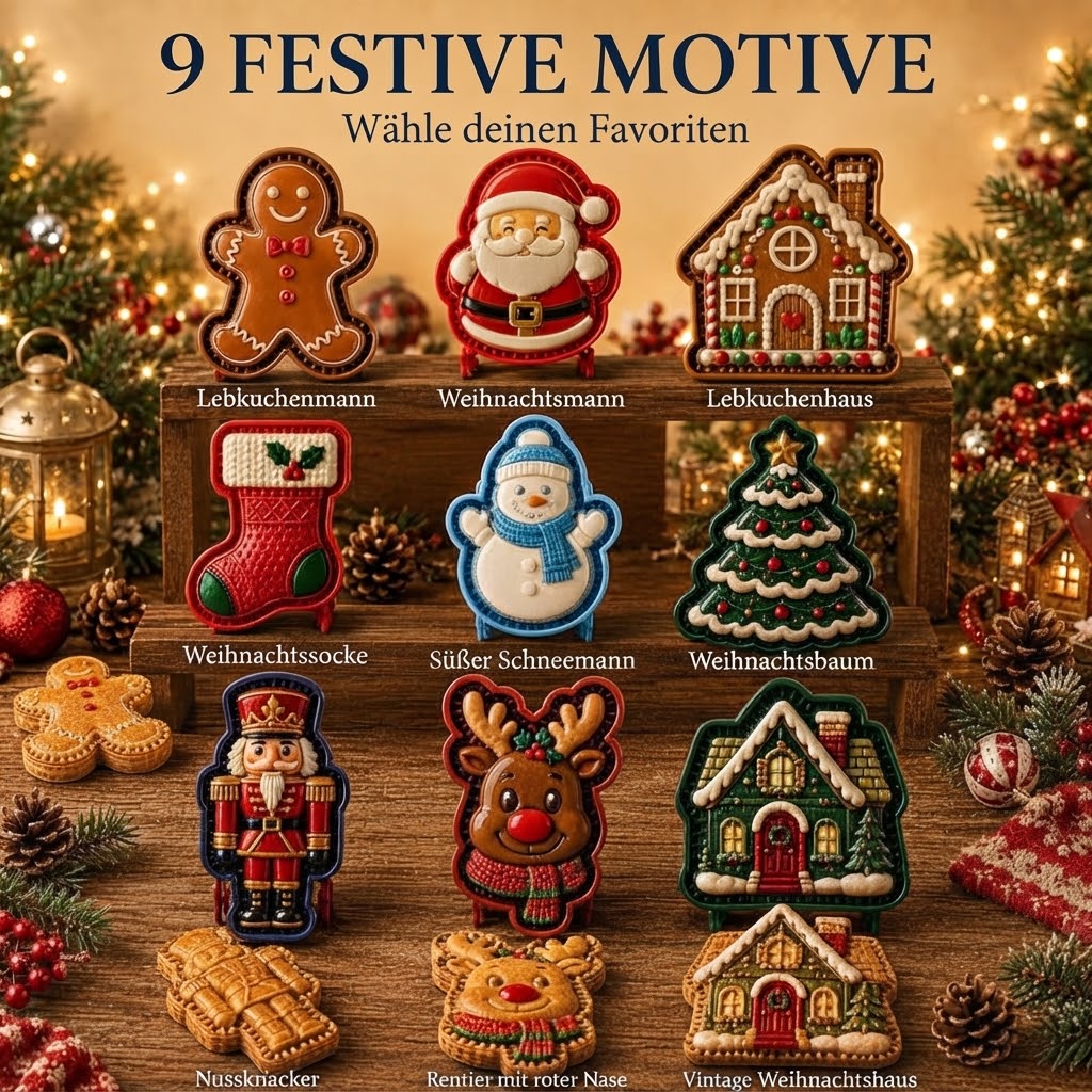 FestiveMoldy - Mini-Kuchenform mit 9 festlichen Designs