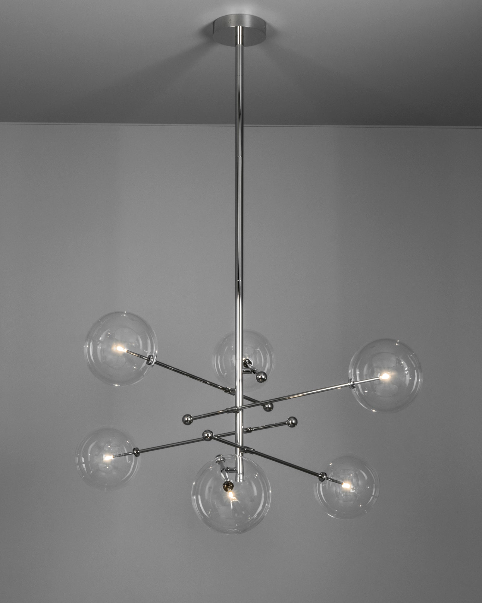 Claria - Designer-Kronleuchter mit 6 Armen, Metall/Glas