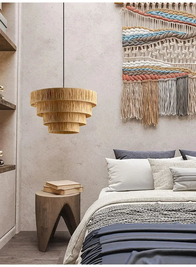 Stella - Rattan-Pendelleuchte E27 im japanischen