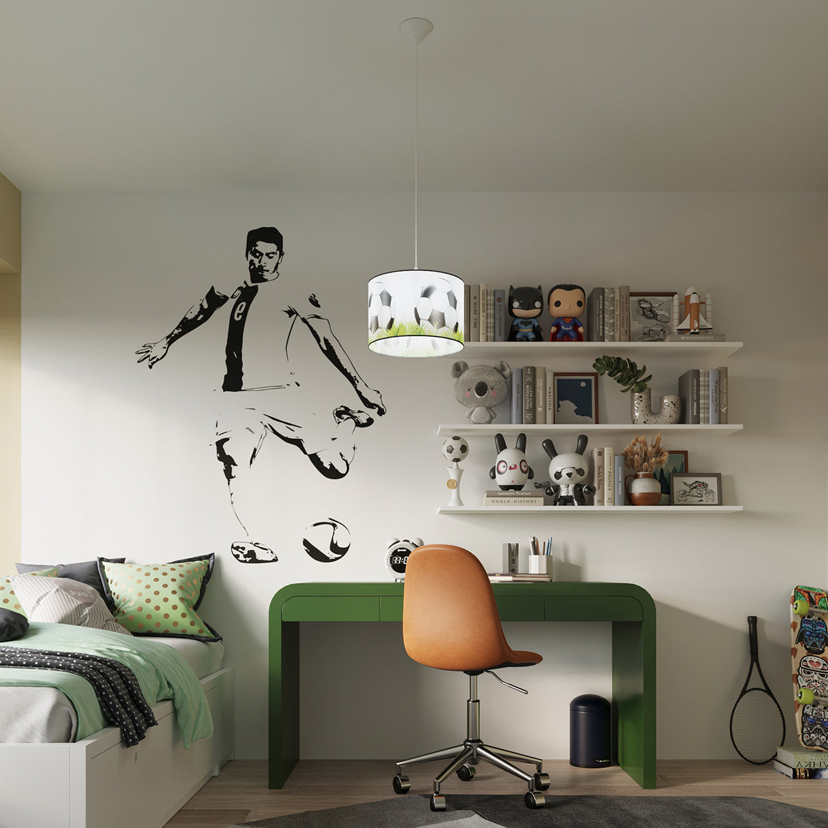 Polara - Kinderzimmer-Hängeleuchte im Fußball-Design