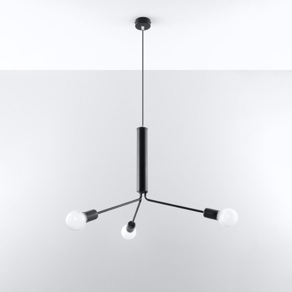 Solara - Industrieller Kronleuchter, schwarz, 3-flammig