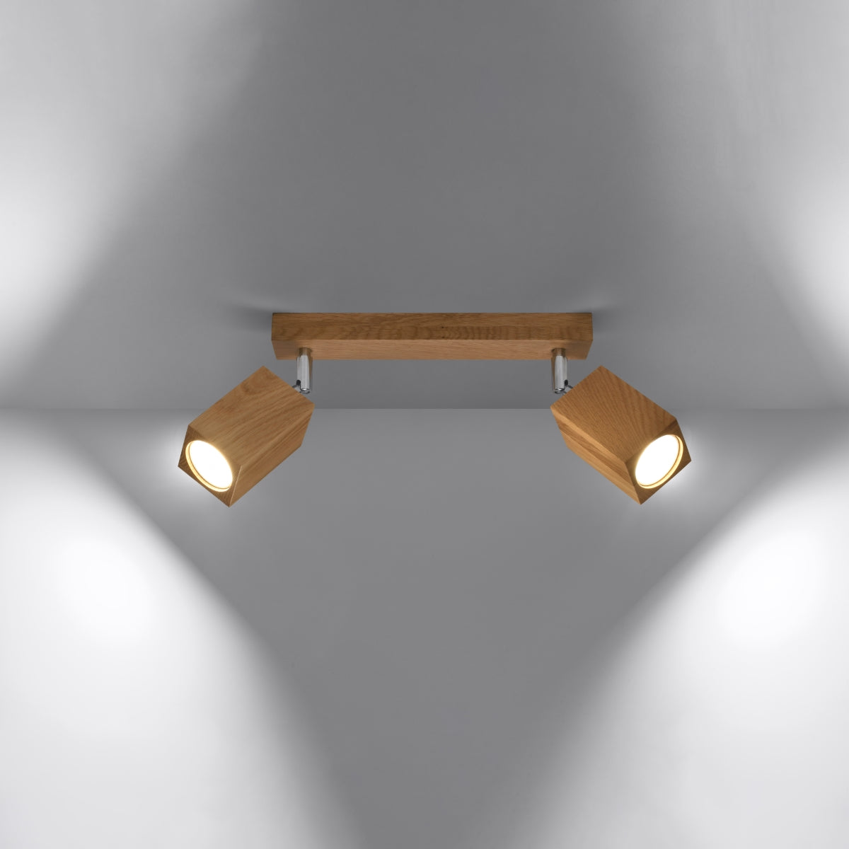 Plafona - Eichenholz-Deckenleuchte mit 2 Leuchten, 30 cm,