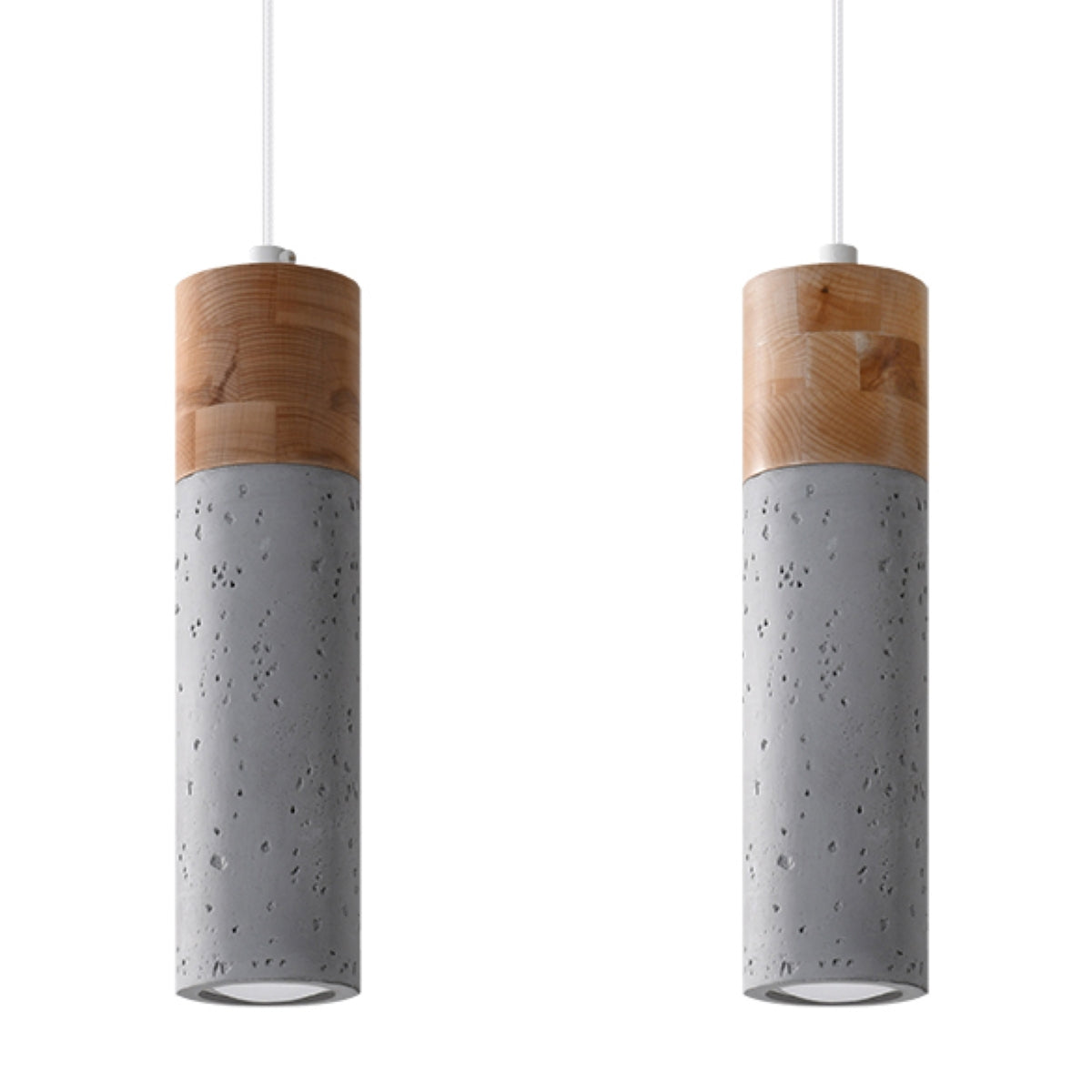Lumio - Pendelleuchte, 2-flammig, grau/naturfarbenes Holz