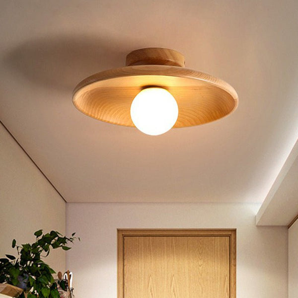 Flache - Deckenleuchte in Schalenform aus Holz