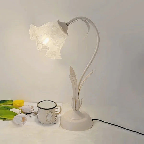 Quelix - Vintage-Tischleuchte mit Blumenmuster, verstellbar