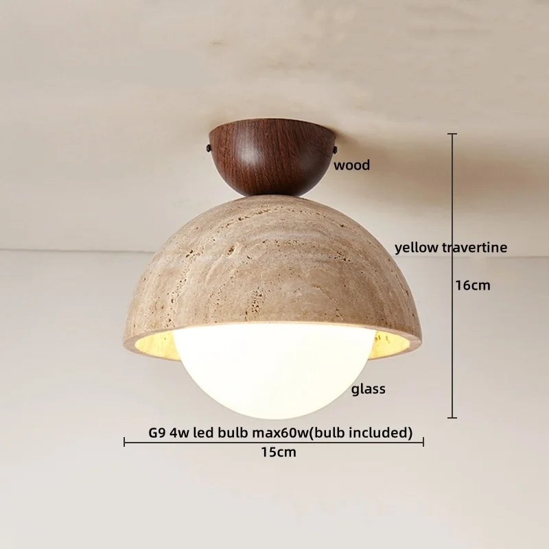Lumio - Travertin-Deckenleuchte E27 im Wabi-Sabi-Design