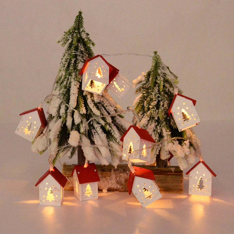 Weihnachtsdorf-Lichterkette - Holz, 2–3 m