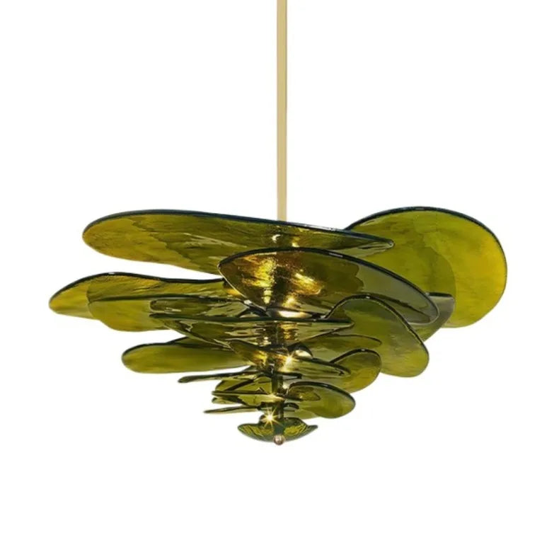 Claria - Lotusblatt-Kronleuchter aus Glas